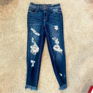 KanCan Signature Estilo Dark Wash Distressed Faded Skinny Jeans Size 28